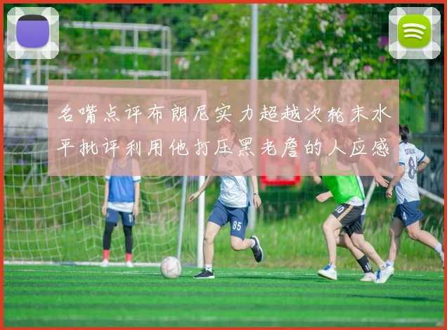 名嘴点评布朗尼实力超越次轮末水平批评利用他打压黑老詹的人应感羞愧